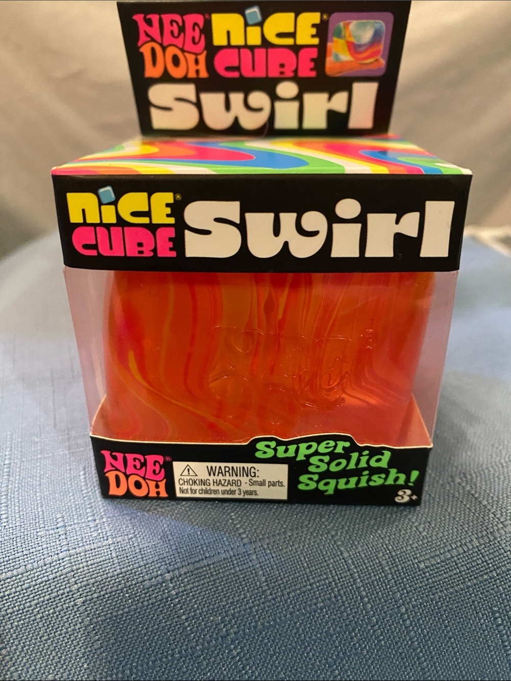 🔥Viral, Rare! NeeDoh Nice Cube Swirl - Orange Swirl Color 🧡 NIB